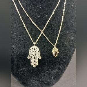 2- Hamsa Hand Necklaces, Dainty Chains